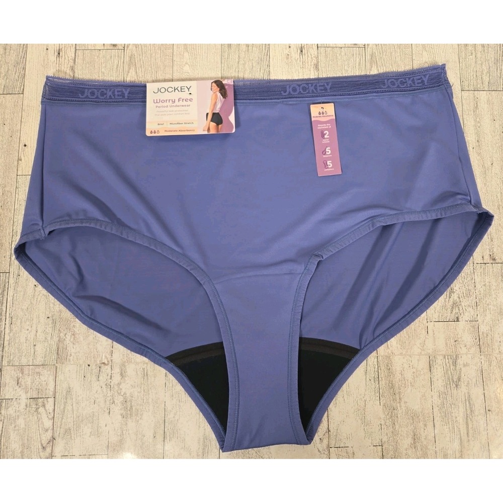 Jockey Period Underwear BIKINI 4XL Moderate Absorbency Floral Worry Free Purple